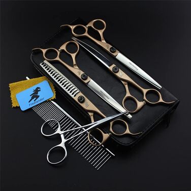 Набір професійних ножиць для грумінгу домашніх тварин 7,0 дюймів, з нержавіючої сталі 6Cr, для собак, легкі, гострі та довговічні