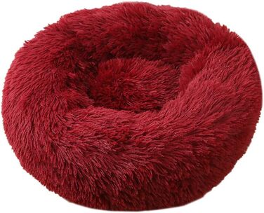 М'яке ліжко для собак та котів, софа, кругле плюшеве ліжко-кільце для великих собак, водонепроникне дно, 50/60 см (червоний)