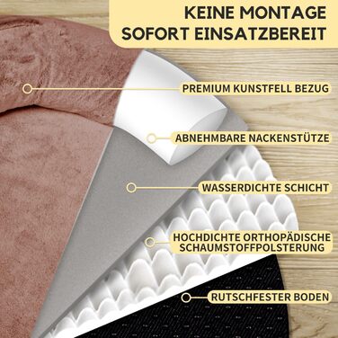 Велике собаче ліжко Furryfection для людей, 180x114x35,6 см, коричневе, з ковдрою та подушкою