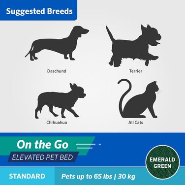 Підвищене лежак для домашніх тварин Coolaroo On The Go, стандарт, цегляний колір (смарагдовий), 61 x 61 x 20 см