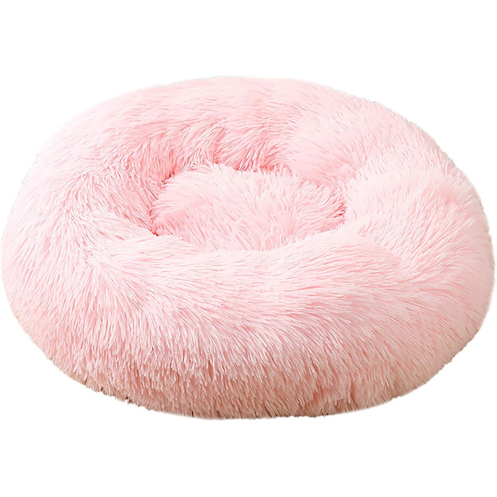 Кругле ліжко для собак та котів, м'яке, плюшеве, Ø 50 см, рожеве