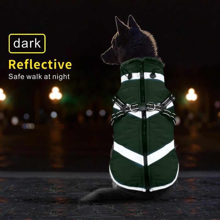 Водонепроникні куртки для собак, зимові теплі куртки для собак, одяг для домашніх тварин з відбиваючими елементами, куртки для собак у холодну погоду, затишні костюми від снігу, куртки та жилети для маленьких, середніх та великих собак (Зелений, 5XL)