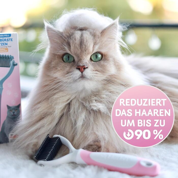 Буршлюк для котів BluePet: щітка для підшерстя, вичісування, догляд за довгошерстими котами (S-M, рожевий)
