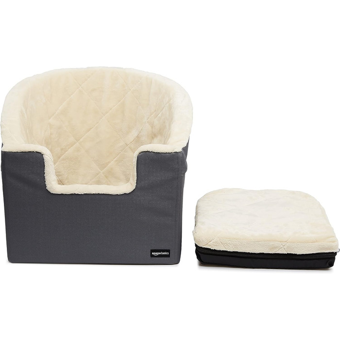 Підвищена автосидіння для тварин Amazon Basics, великий розмір, 45,7 x 55,8 x 40,6 см (сірий, маленький)