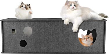 Тунель для котів Homegroove L-подібний, великий, з фільцу, інтерактивний, DIY, сірий