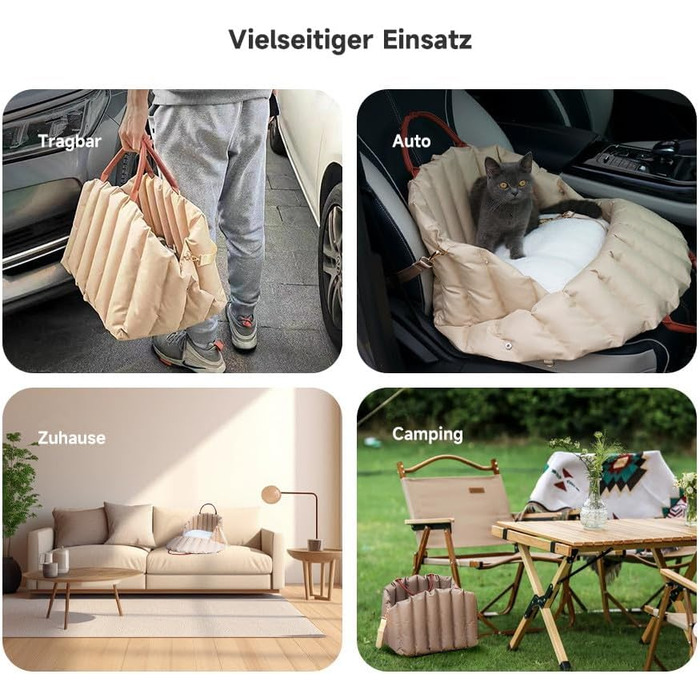 Автомобільний лежак для собак у вигляді накидки на сидіння, 55x42x42 см, темно-хакі