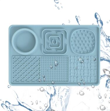 Килимок для собак та котів з силікону з присосками, антипригарний, для ласощів та розваг (Блакитний)