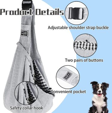 Тканина-слінг для цуценят, двостороння, звільняє руки для собак та котів, м'яка та зручна, регульована сумка-переноска для прогулянок, подорожей та покупок (чорна)