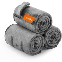 Набір з 3-х ковдр для собак Feandrea, 152 x 127 см, фланель, сірий, для великих і середніх собак, захист дивану