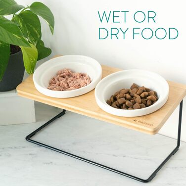 Підвищені годівниці для котів Navaris - 2 годівниці з кераміки - годівниця для котів та собак