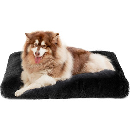 М'яке ліжко для великих собак XXL EHEYCIGA, чорне, 120x90 см, пране, плюшевий килимок, не ковзає