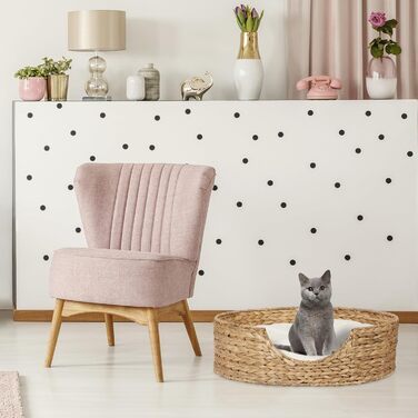 Кругле ліжко для собак та котів Relaxdays, 15 x 49 см, з мореної трави, натуральний колір/кремовий