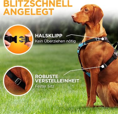 Шлейка для собак відбиваюча, з м'якою підкладкою, для собак маленьких та великих порід, синього кольору. Анти-тяга, регульована.