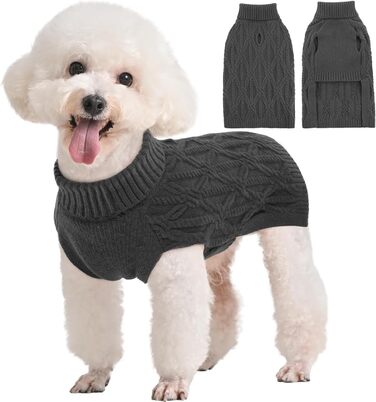 Теплий пуловер для собак Kuoser, пуловер для маленьких, середніх та великих собак, пуловер з коміром-горловиною, флісовий пуловер для собак, сірий колір