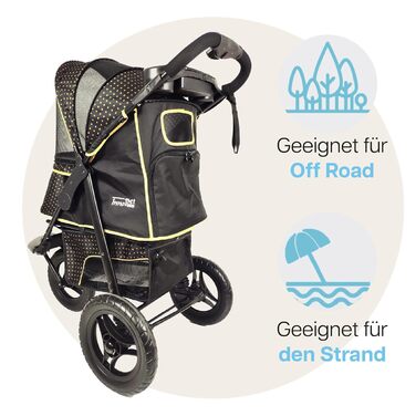 Візок для собак Innopet Adventure: прогулянка з вашим улюбленцем. Підходить для собак, котів та дітей. Кольори: золото, чорний