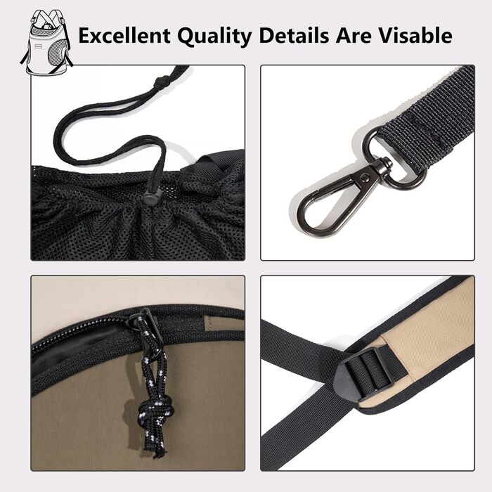 NATUYA Сумка-переноска для собак, переноска для тварин з м'яким дном, 2 кишені на блискавці, для подорожей, хаджінгу, переноска для собак з переднім доступом (Сірий)