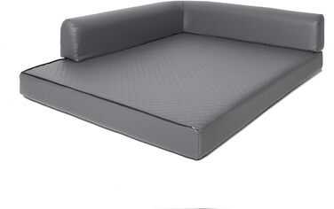 Крісло-ліжко для собак Mayaadi-Home Eck, сіре, 80x100x10 см, з штучної шкіри