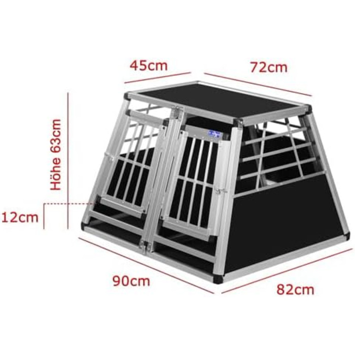 Транспортна переноска для собак Transportbox N23 з алюмінію, 82x90x63 см, з перегородкою та аварійним виходом, безпечний транспорт у багажнику