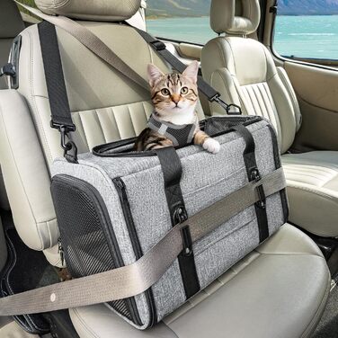 Переносна переноска для котів та маленьких собак Petsfit - сіра, розмір M (45,5 x 28 x 28 см)