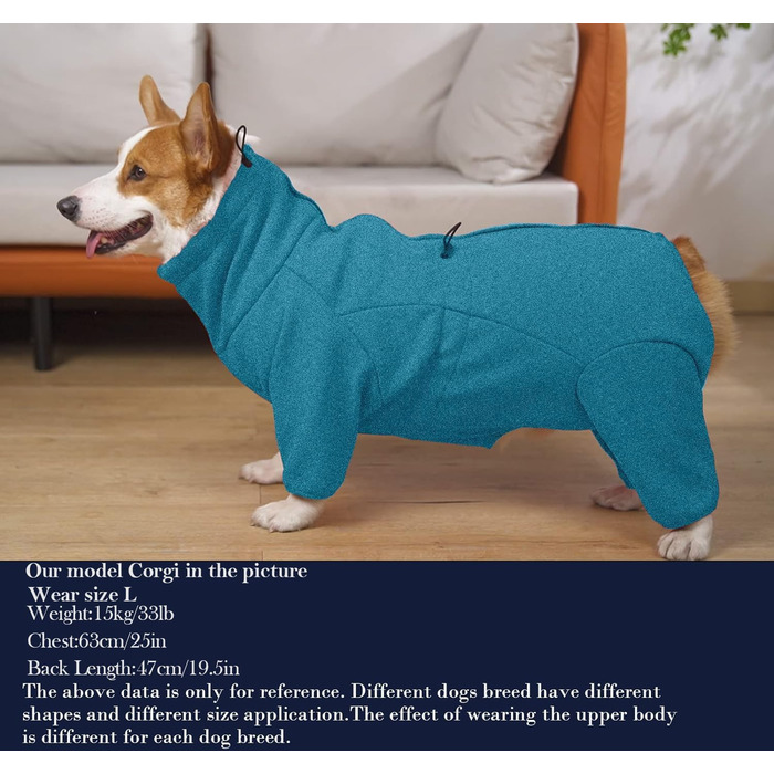 Теплий флісовий халат для собак, цільнотілий, з чотирма лапами, з регульованим капюшоном та блискавкою, зимовий одяг, ідеально підходить для собак в приміщенні та на вулиці, для маленьких, середніх та (XXX-Large, сірий)