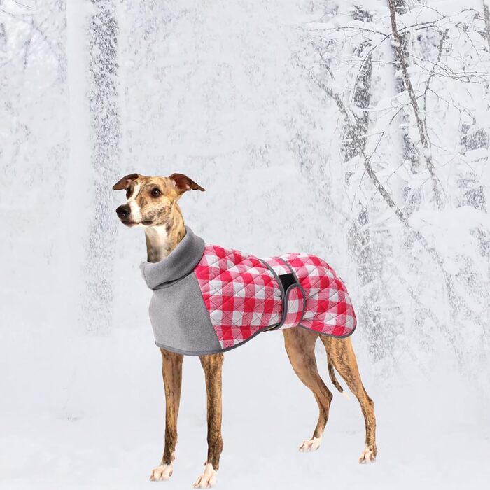 Теплий стьобаний термо-мандель для собак, водонепроникний, рожево-клітинний, з отвором для шлейки, з флісовою підкладкою, для маленьких, середніх та великих собак, XX-Large рожевий