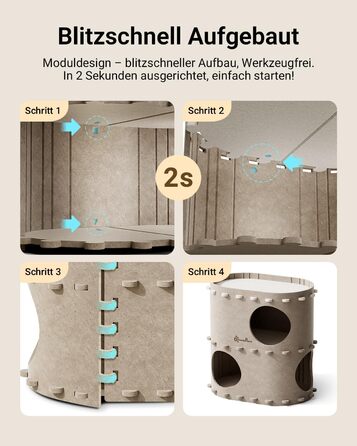 Будиночок-печеринка для котів DownyPaws з фетру, 2-ярусне ліжко для котів, 50 x 33 x 50 см, затишний дизайн, захист кігтів, бежевий