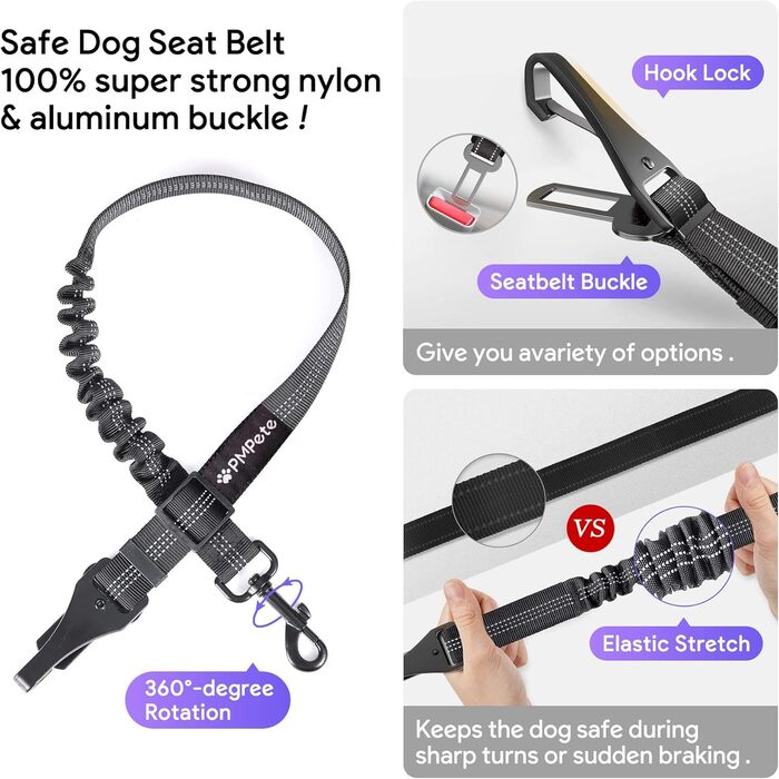 Автокрісло для собак Преміум, чорне: водонепроникне ліжко для маленьких та середніх собак, з підсумками та ременем безпеки