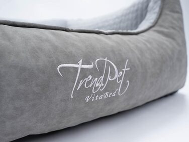 TrendPet VitaBed Style - ортопедичне ліжко для собак, штучна шкіра, плюшеве (100x90 см, сірий)