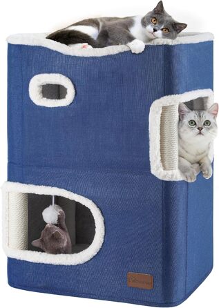 Будиночок для котів YITAHOME, котяче ліжко для домашніх котів, котяча вежа, когтеточка, котяча меблі, м'яке ліжко-ніша, синій