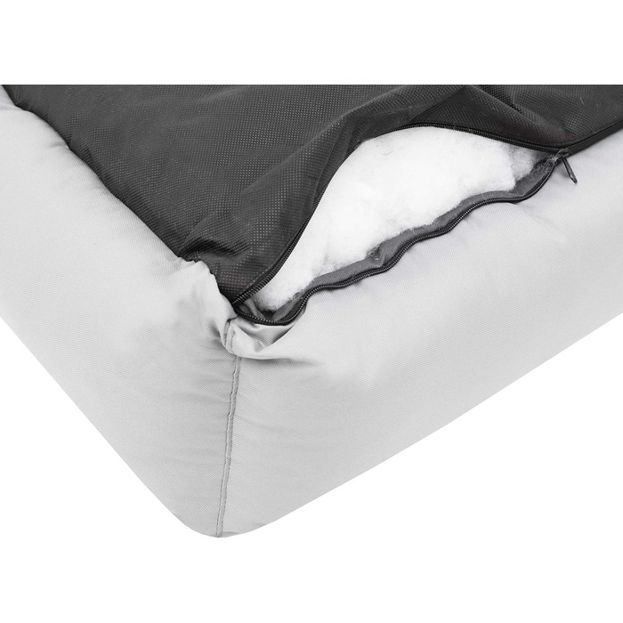 М'яке ліжко-софа для собак XL, 82x60 см, чорний колір, з екологічної льону (графіт з сірими боковинами)