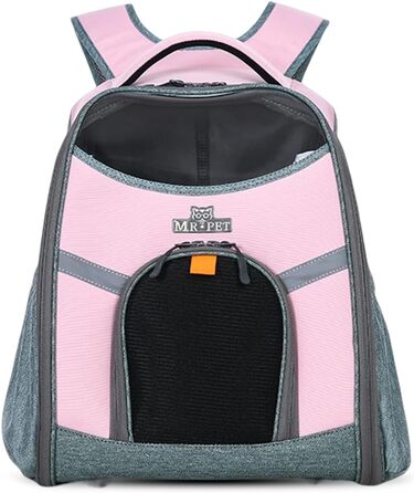 PETCUTE Рюкзак для тварин, рюкзак для собак, дихаючий та складаний рюкзак для котів з внутрішньою страховою стропою, світловідбиваючими смугами, рюкзак для собак з виймальною підстилкою, до 8 кг (Рожевий)