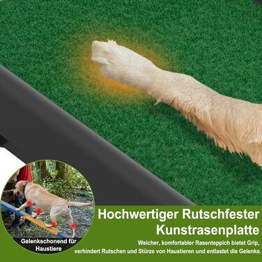 Рампа для собак у багажник авто, складана, 156x40 см, пластик, протиковзка, до 90 кг, зелена