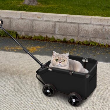 Візок для собак Homewell: складаний, багатофункціональний, з висувним ручками (чорний)