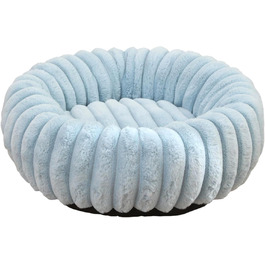 М'яке ліжко для собак Mateju Donut, плюшеве, для котів та собак, з антиковзною основою, смугастий стиль, для середніх та маленьких собак (блакитний, 70см)
