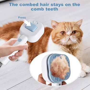 Бурштук для котів з парою, парова щітка для котів та собак, акумуляторна щітка для собак та котів з 2 рівнями розпилення, багатофункціональна щітка для догляду за шерстю, видалення шерсті та масаж
