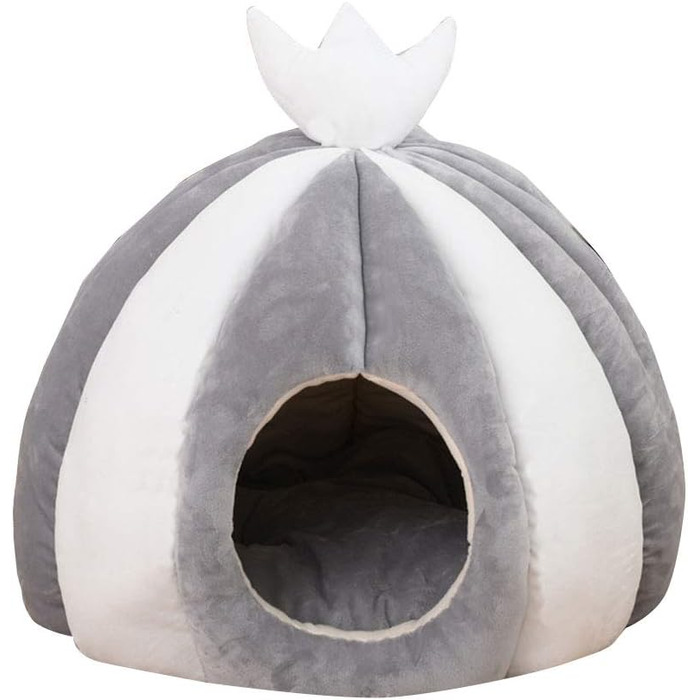 Котів будиночок-лежанка з велюру, теплий зимовий, 50x50 см, сірий. Підходить для котів та собак