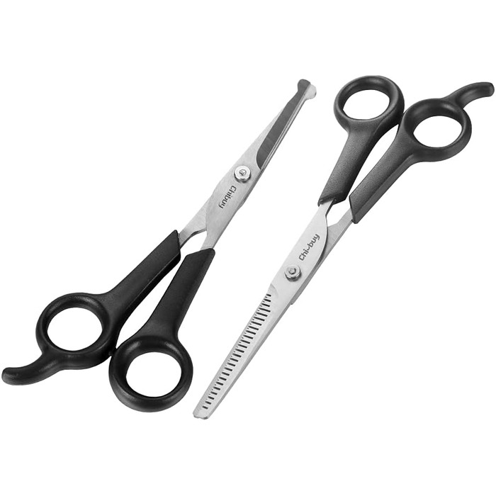 Професійна собача ножиця з круглим кінчиком з нержавіючої сталі, ножиця для очей для собак та котів, професійний інструмент для грумінгу, розмір 17 x 6,6 x 1,1 см 6371 + 6373