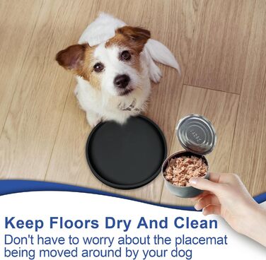 Силіконовий килимок для годування домашніх тварин Arespark, неслизький, водонепроникний, з піднятими бортиками, запобігає розливу, круглий, для собак, котів, цуценят, кошенят, 15,2 x 6, чорний