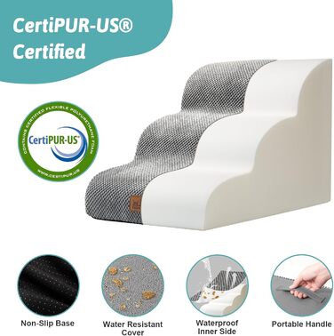 Сходинки для собак: компактна драбина для маленьких собак 57 см, 5 ступенів, з антиковзким покриттям та знімним чохлом