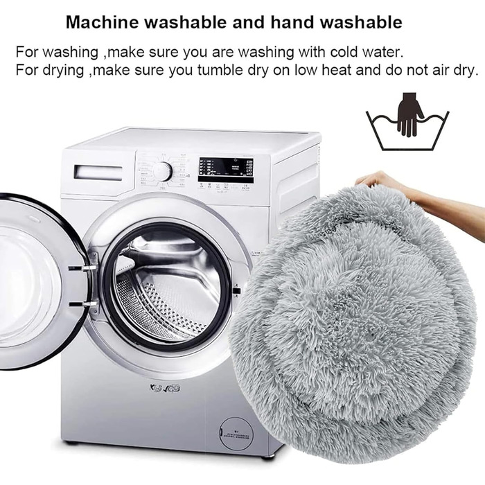 Крісло-лежанка для собак та котів, подушка-кільце, плюшеве, сіре, 50 см, знімний наповнювач