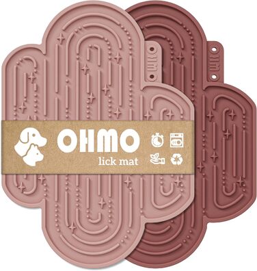 Лежак-іграшка для собак та котів OHMO Schleckmatte, 2 шт. - милий дизайн кактуса, силікон, 18x25.5 см (кораловий & вишневий)