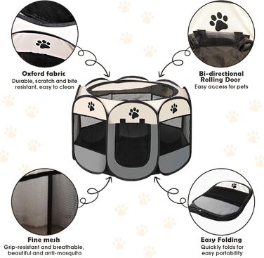 Складана переносна клітка-вольєр для собак та котів 74x74x43 см. Ідеально для цуценят, кроликів та інших дрібних тварин. Для дому та вулиці.