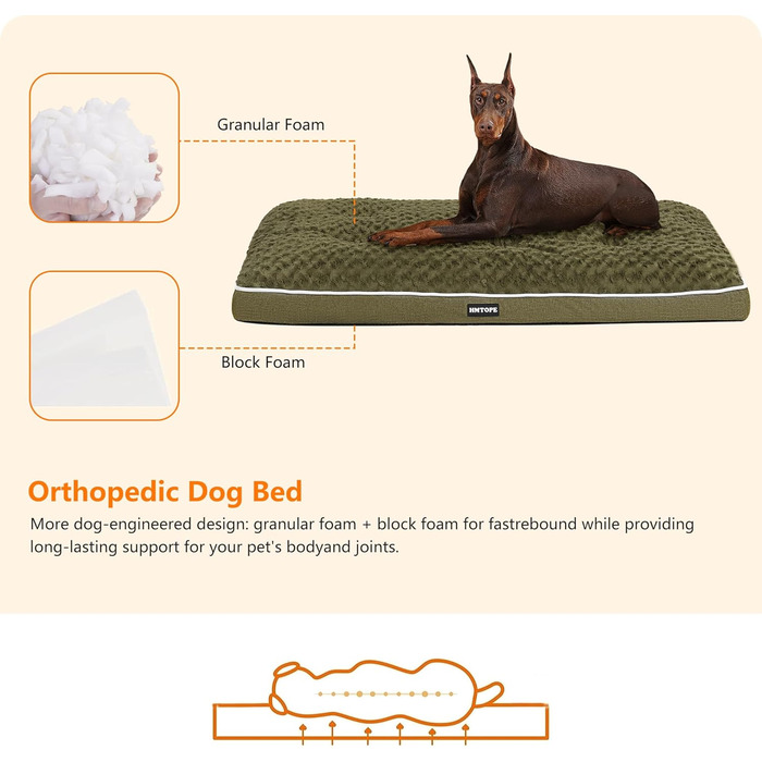 Ортопедичний лежак для собак, двоярусний килимок для собак, зручний лежак для собак, знімний кошик для собак, 90 см для маленьких та середніх собак (120 x 74 x 12 см, оливковий)