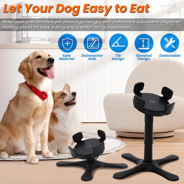 Підвищена годівниця для собак на регульованому підставці, 3 рівня та кут нахилу, сумісна з різними мисками, годівниця для собак із нержавіючої сталі для середніх та великих собак