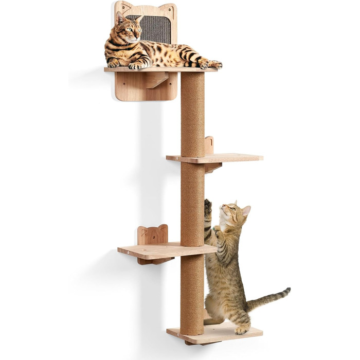 Кігтеточка для котів LitaiL Wandkratzbaum: 4 яруси, 110 см, з екошкіри, сірий колір