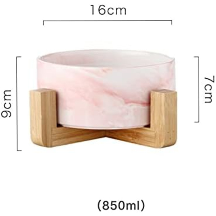 Миски для собак SP SEMPRE з кераміки з бамбуковими підставками, рожевий мармур (15,5 см)