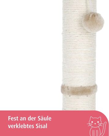 Дряпка для котів Kerbl Opal Maxi: кігтеточка з сизалю, 38x38x78 см, з м'ячиком, для малих та середніх котів