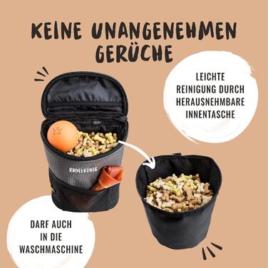 Сумка для ласощів для собак Rudelkönig - Практична сумка для прогулянок з собакою, для дресирування - Фурнітурний мішечок для собак з дозатором кульок для прибирання, на плече, Базовий сірий