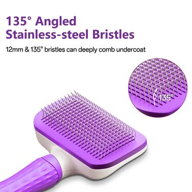 Щітка для собак та котів ACE2ACE - видаляє шерсть з одним натисканням, підходить для довгої та короткої шерсті, біло-блакитна (фіолетова)