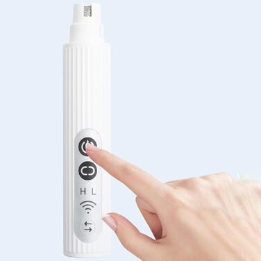 Шліфувальник для собачих кігтів | 3-ступеневий акумуляторний портативний шліфувальник кігтів з LED | Компактний інструмент для догляду за кігтями - для дорослих, сім'ї, друзів, жінок та чоловіків (білий)